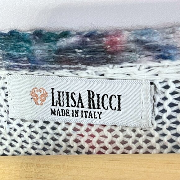 Luisa Ricci Boat Neck Sweater Womens Size L Blue Tie Dye Americana Boho Chic - Picture 7 of 12